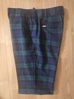 Tommy Hilfiger Navy and Green Plaid Trousers